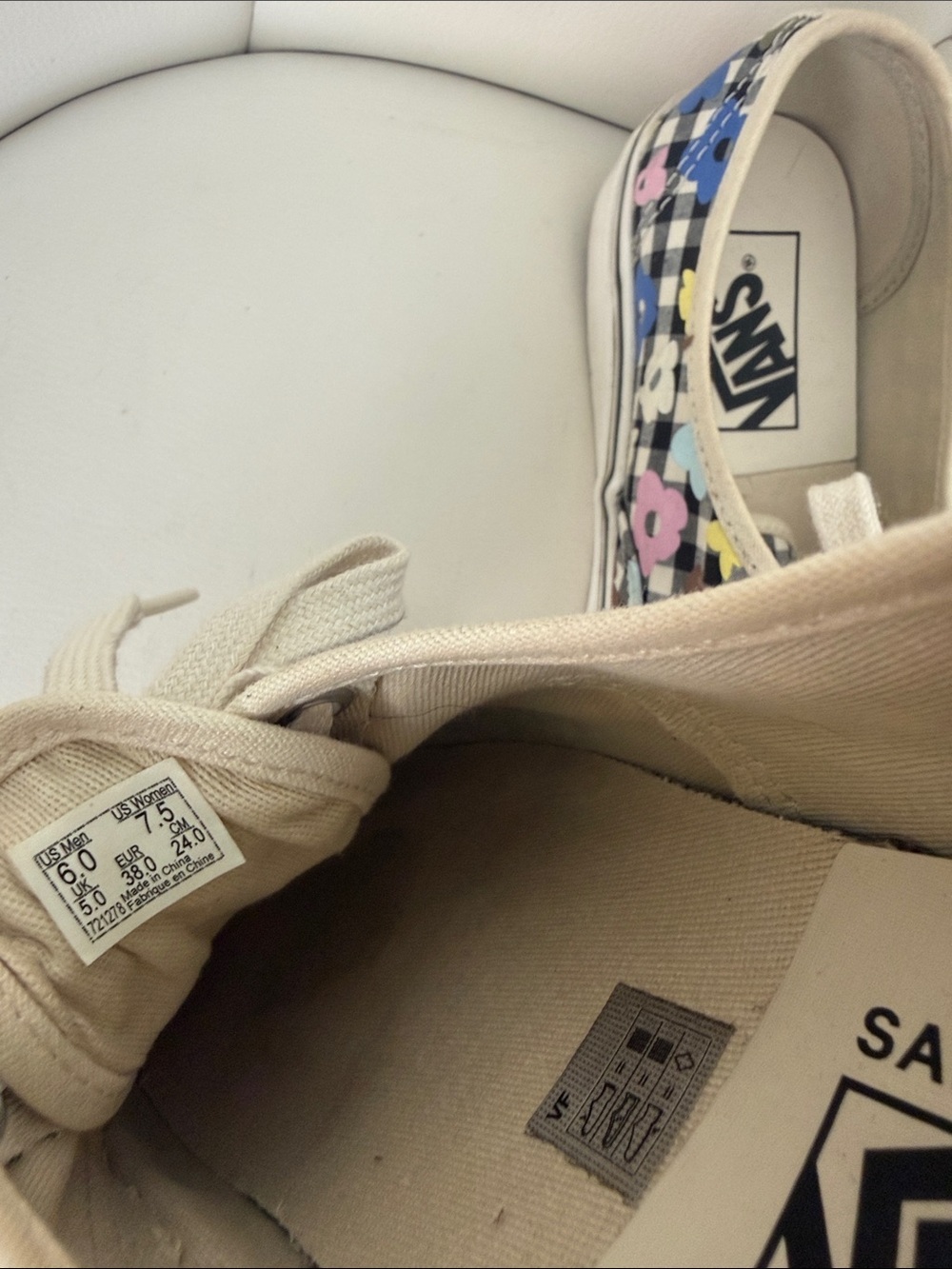VANS X SANDY LIANG W7.5 Floral Check Plaid Sneakers - Multicolor - Picture 7 of 16